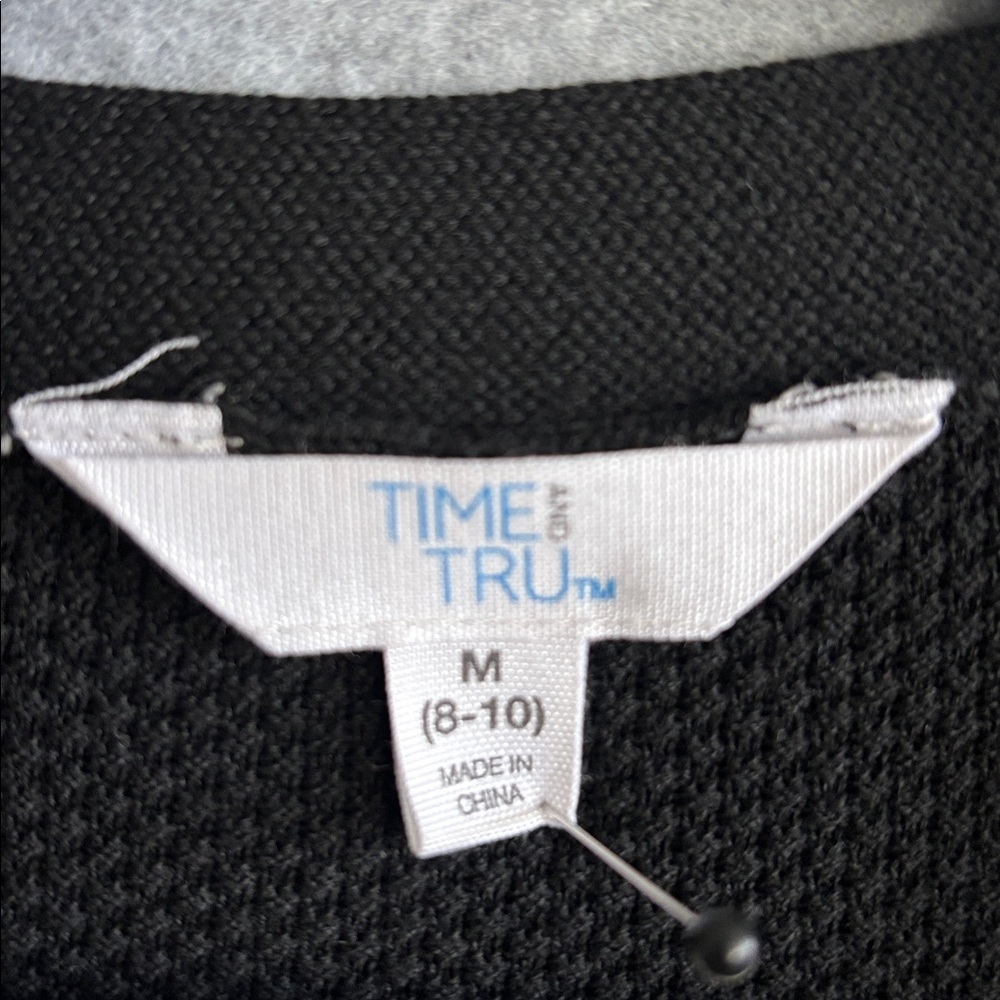 Time and Tru Knit Open Front Sweater M Black - Picture 6 of 8